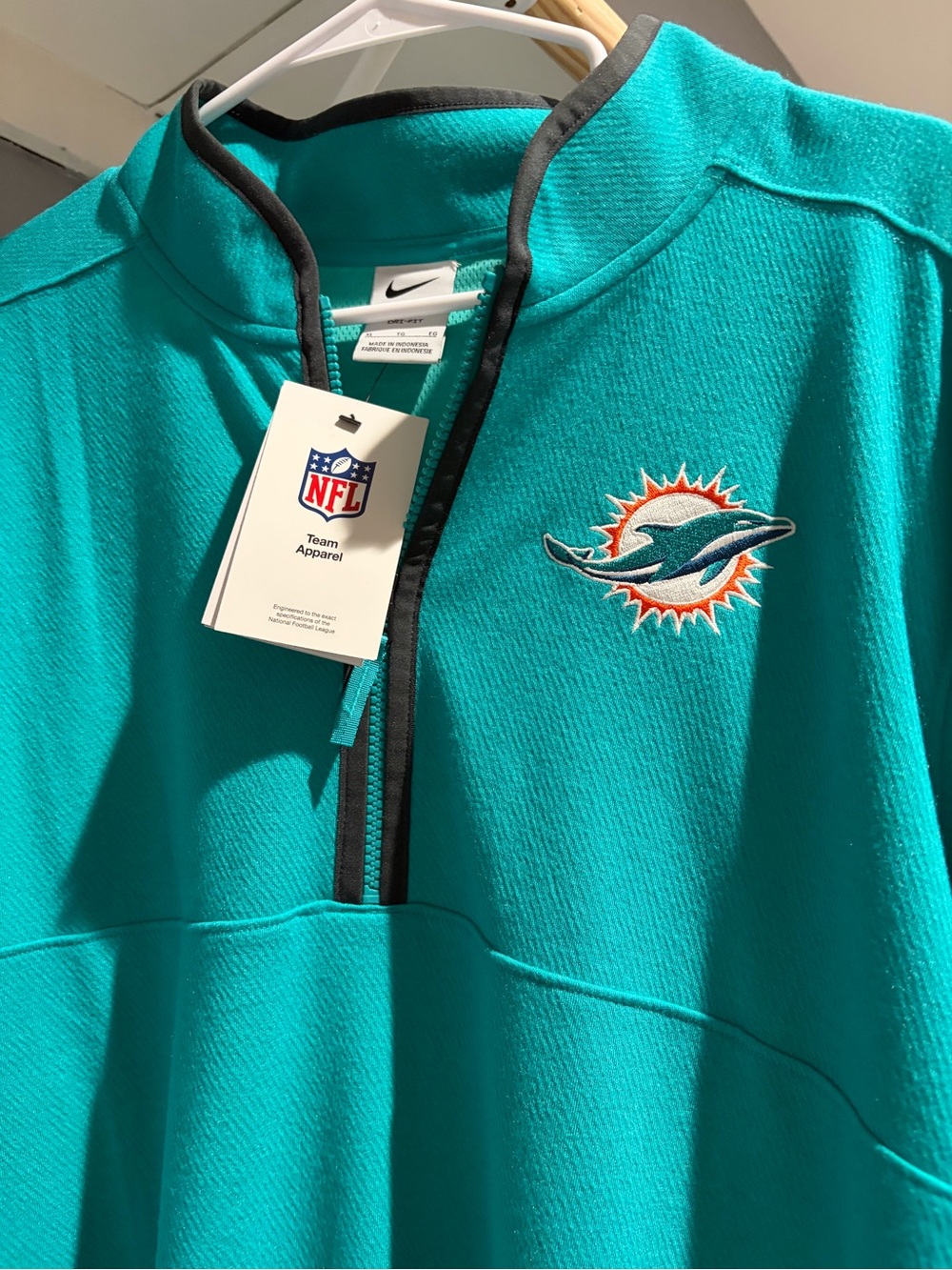 Miami Dolphins Nike Teal and Black NFL Quarter-Zip Pullover NWT